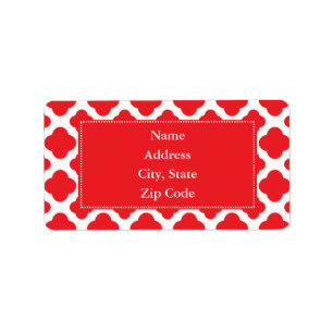 Personalised Red Quatrefoil Pattern Label