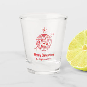 Personalised Red Retro Christmas Favour Shot Glass
