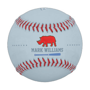 Personalised Red Rhino Player Baseball