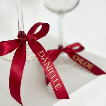 Personalised Red Ribbon with Gold Name Text