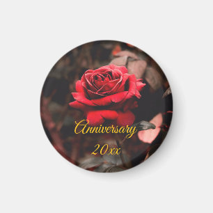 Personalised Red Rose Bloom Unique Keepsake Gift Magnet