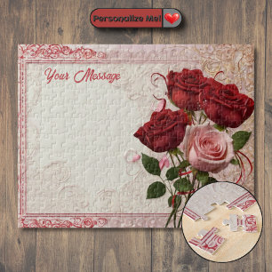Personalised Red Rose Jigsaw Puzzle