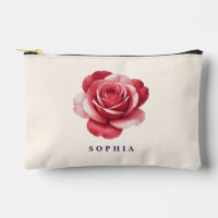 Personalised Red Rose Makeup Bag Elegant