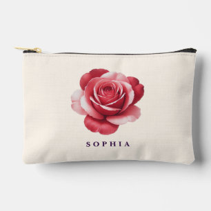 Personalised Red Rose Makeup Bag Elegant