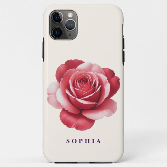 Personalised Red Rose Phone Case Elegant Romantic  (Back)