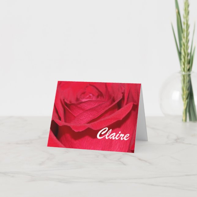 Personalised Red Rose Photo Notecards (Front)