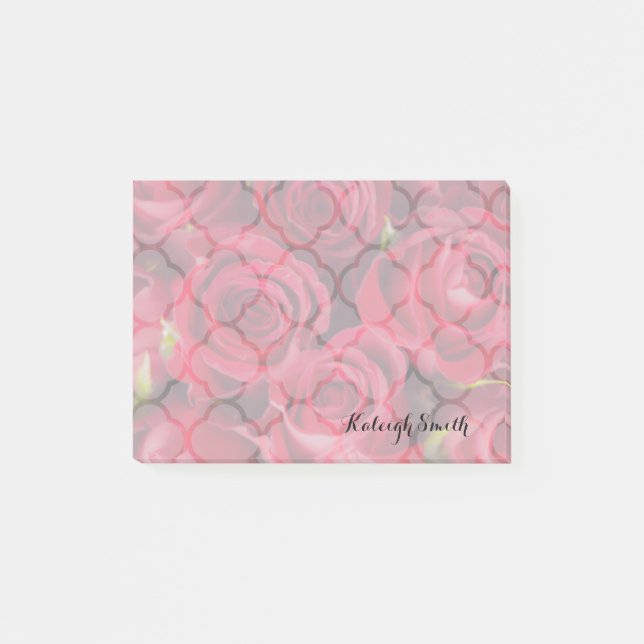 Personalised Red Roses Post It Notes (Front)