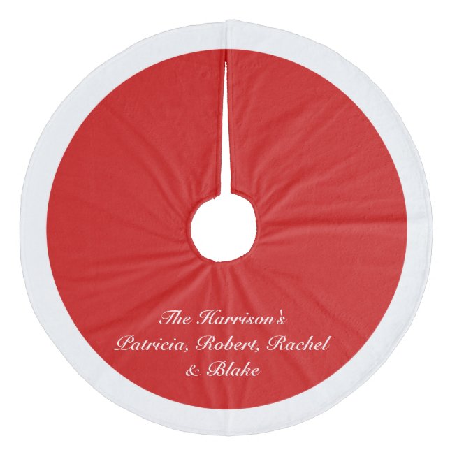 Personalised ~ Red Santa Fur Christmas Fleece Tree Skirt (Front)