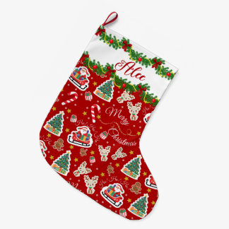 Personalised Red Santa Merry Christmas  Large Christmas Stocking