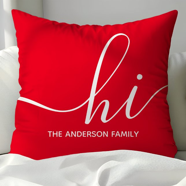 Personalised Red Script Hi Cushion (Creator Uploaded)