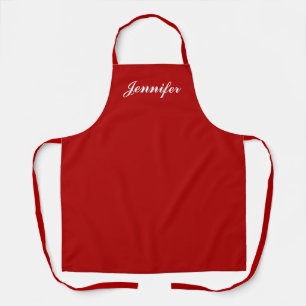 Personalised Red Script Name Womens Kitchen Apron