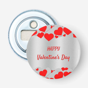 Personalised Red Silver Hearts Pattern on silver Bottle Opener