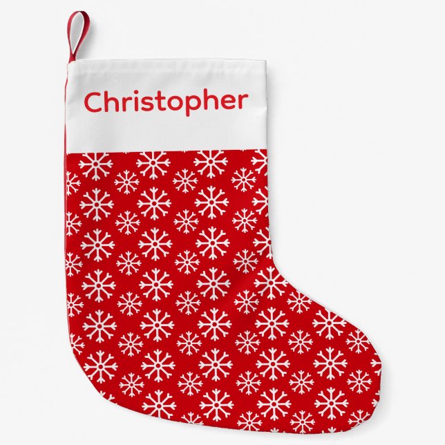Personalised Red Snowflake Christmas Stocking (Front)