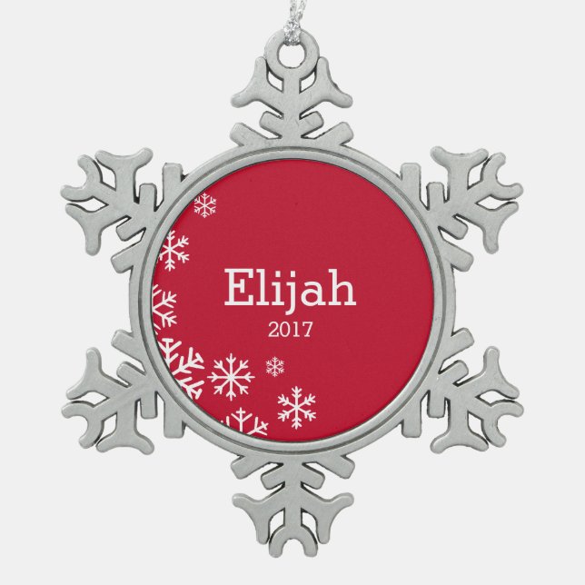 Personalised Red Snowflake Ornament (Front)