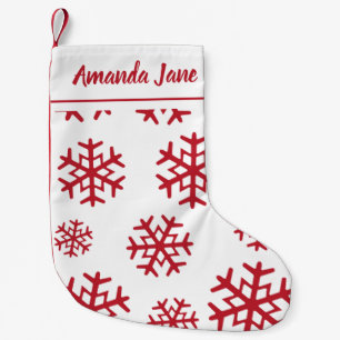 Personalised Red Snowflakes Small Christmas Stocking