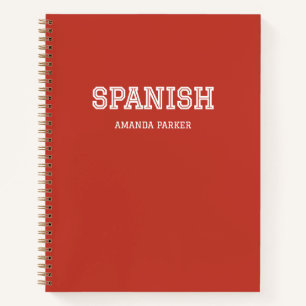 Personalised Red Spanish School Calendar 2026-2027 Notebook