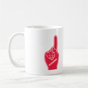 Personalised Red Sports Foam Finger Coffee Mug