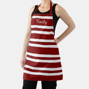 Personalised Red Striped Pattern Apron