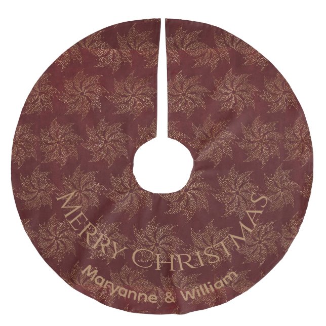 Personalised Red Tan Swirls Design Brushed Polyester Tree Skirt (Front)