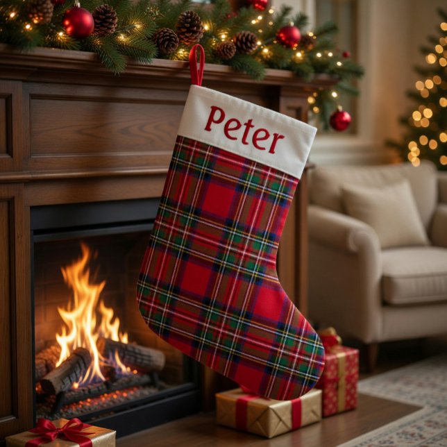 Personalised Red Tartan Christmas Stocking  (Creator Uploaded)