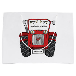 Personalised Red Tractor Country Wedding Gift Bag