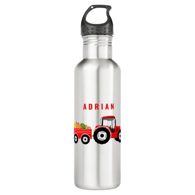 Personalised Red Tractor Truck Farm School  710 Ml Water Bottle (Front)