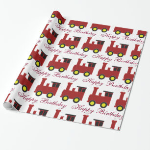Personalised Red Train Birthday Wrapping Paper