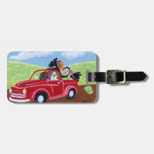 Personalised Red Truck and Labradors Luggage Tag