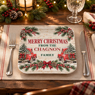 Personalised Red Truck Christmas  Paper Plate