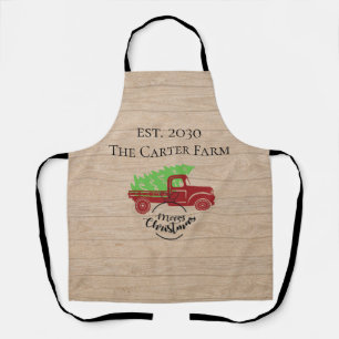 Personalised Red Truck Christmas Tree Apron