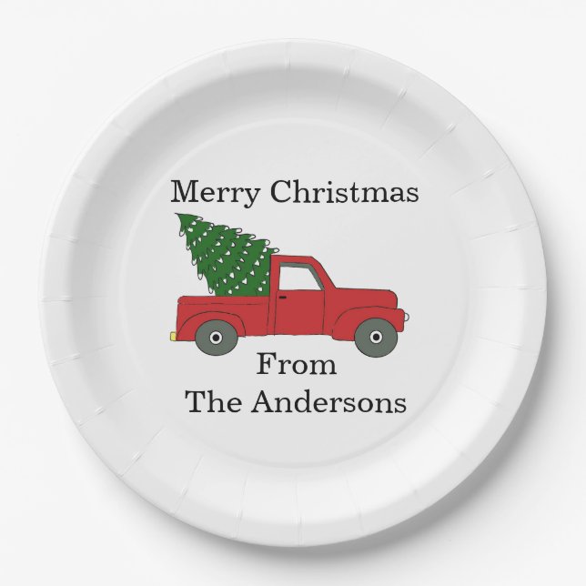 Personalised "Red Truck"  Paper Plate (Front)