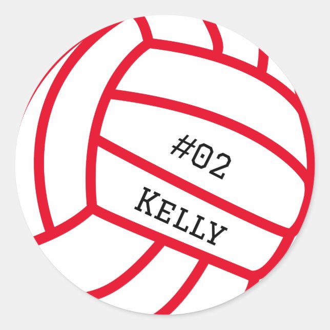 Personalised Red Volleyball Stickers (Front)