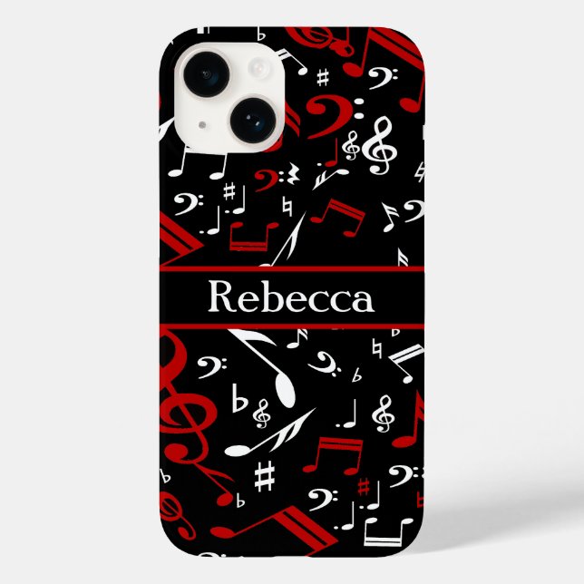 Personalised Red White and Black Musical Notes Case-Mate iPhone Case (Back)