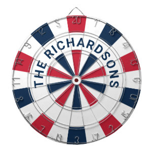 Personalised Red White and Blue 4th of July Dartboard