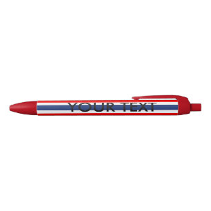 Personalised Red White and Blue Striped Pen