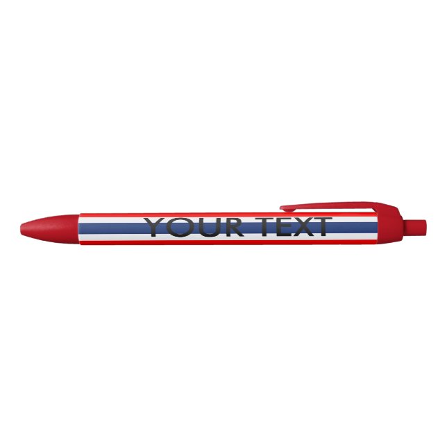 Personalised Red White and Blue Striped Pen (Top)