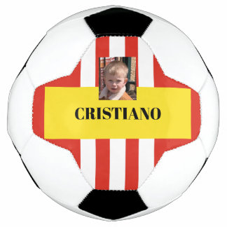 Personalised red, white and yellow gift soccer ball