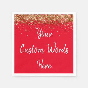 Personalised Red White Birthday Party Anniversary Napkin