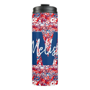 Personalised Red white & blue bubbles Thermal Tumbler
