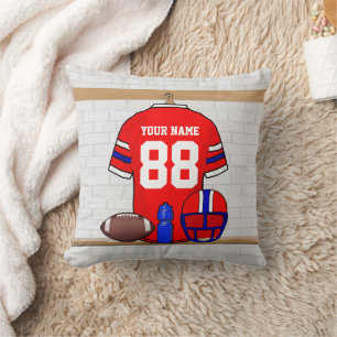 Personalised Red White Blue Football Jersey Cushion