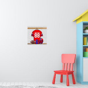 Personalised Red White Blue Football Jersey Poster