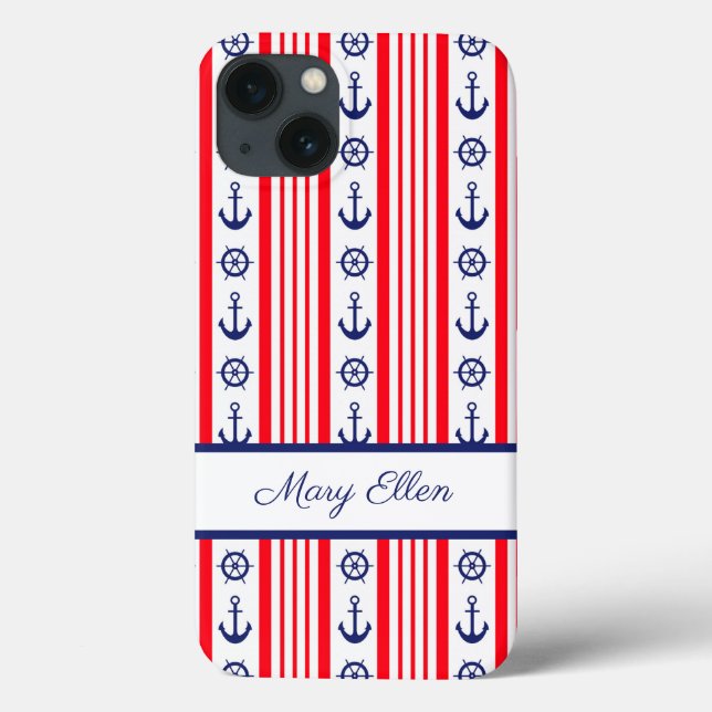 Personalised Red White Blue Nautical Anchors  Case-Mate iPhone Case (Back)