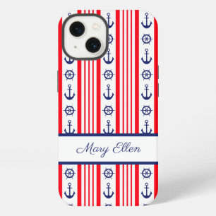 Personalised Red White Blue Nautical Anchors iPhone 13 Case