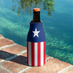 Personalised Red White Blue Striped Stars Patriot  Bottle Cooler