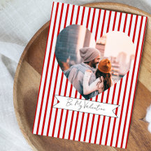 Personalised Red White Heart Photo Valentines Card