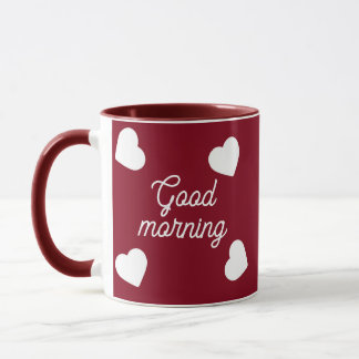 personalised red white hearts Mug