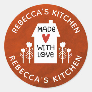Personalised  Red White Homemade With Love Classic Round Sticker