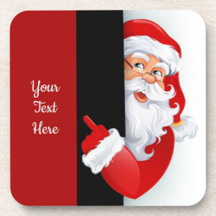 Personalised Red & White Santa Coaster