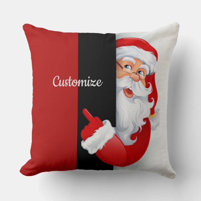 Personalised Red & White Santa Cushion (Front)