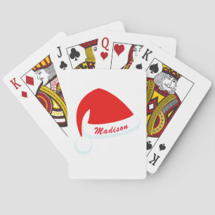 Personalised Red & White Santa Hat Playing Cards
